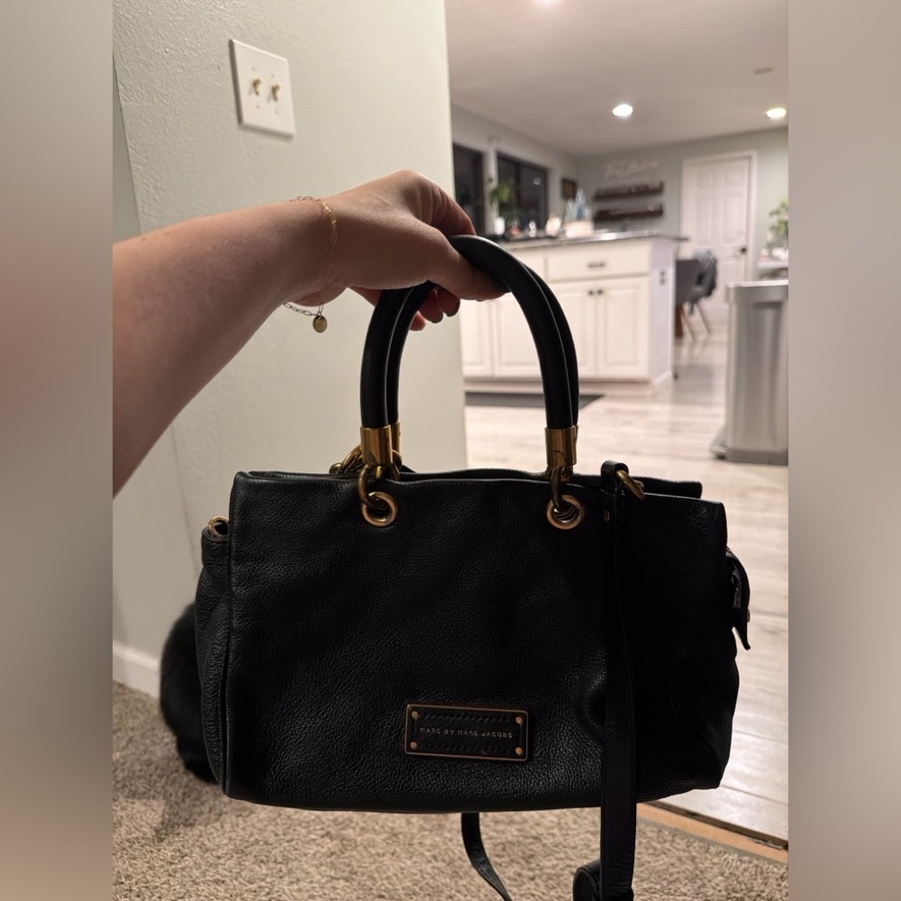 Marc by Marc Jacobs Black Leather Satchel | Top Handle + Strap